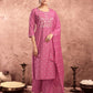 Silk Blend Embroidered Straight Kurta with Pant & Dupatta