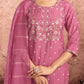 Silk Blend Embroidered Straight Kurta with Pant & Dupatta
