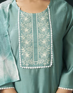 Viscose Embroidered Straight 3 Piece Kurta Set