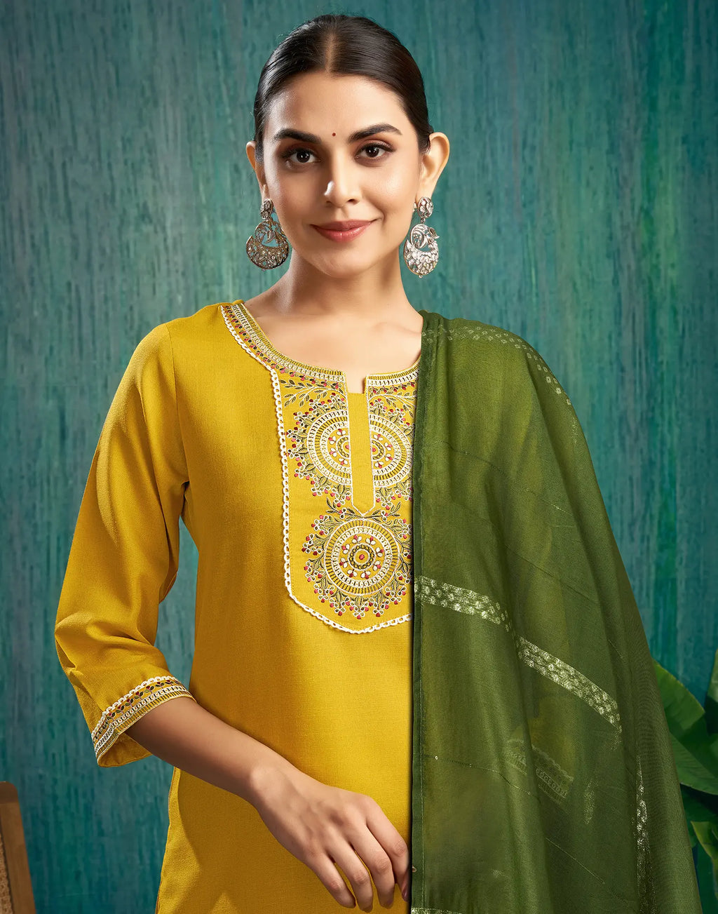 Viscose Rayon Embroidered Straight 3 Piece Kurta Set