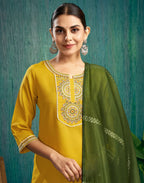 Viscose Rayon Embroidered Straight 3 Piece Kurta Set