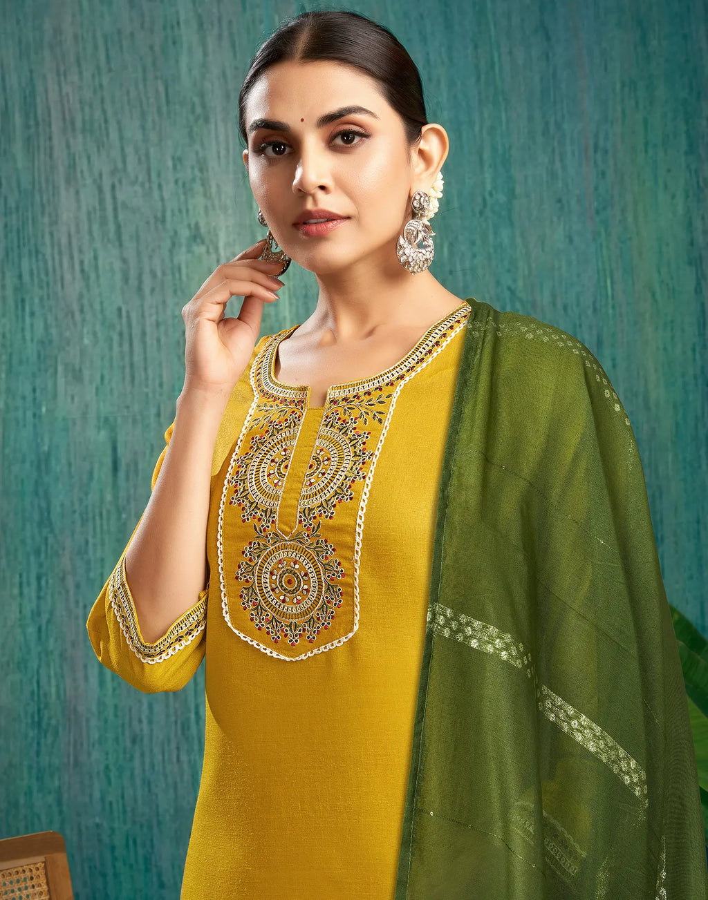 Viscose Rayon Embroidered Straight 3 Piece Kurta Set