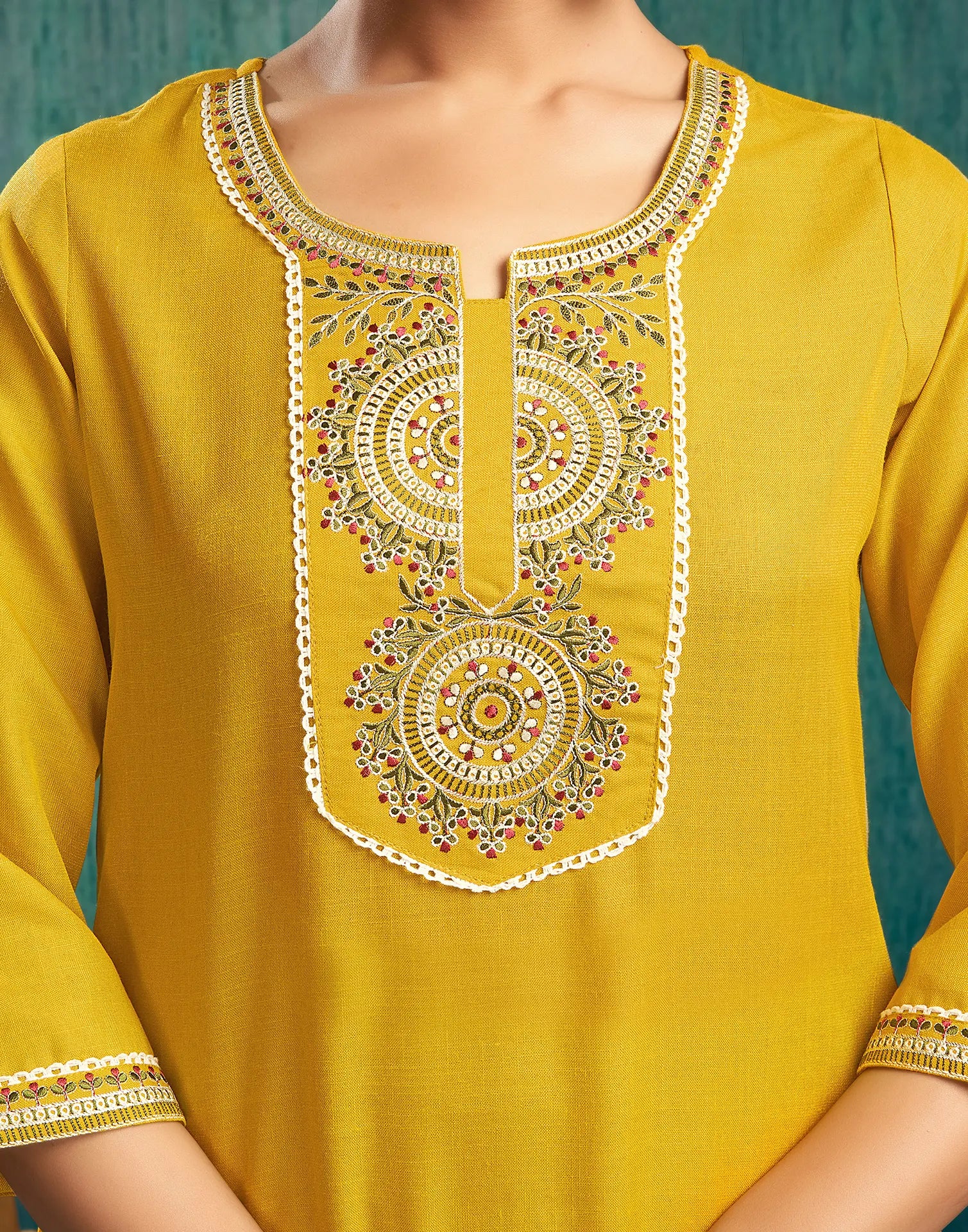 Viscose Rayon Embroidered Straight 3 Piece Kurta Set