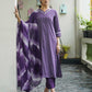 Cotton Sequins Work and Woven A-Line Kurta with Pant & Dupatta
