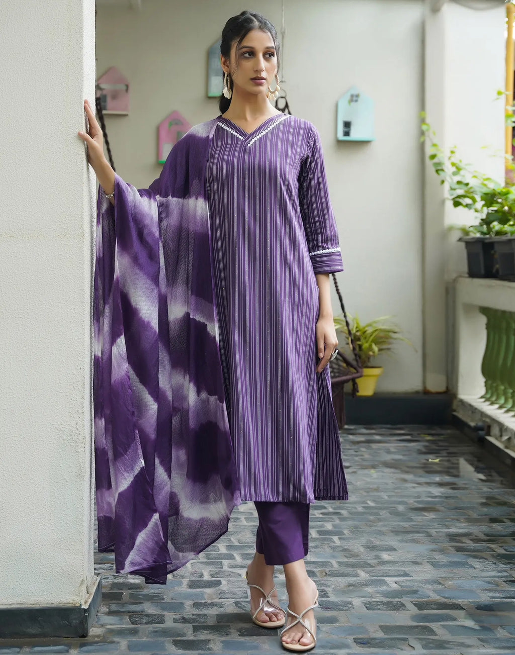 Cotton Woven Plain Straight 3 Piece Kurta Set