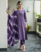 Cotton Woven Plain Straight 3 Piece Kurta Set
