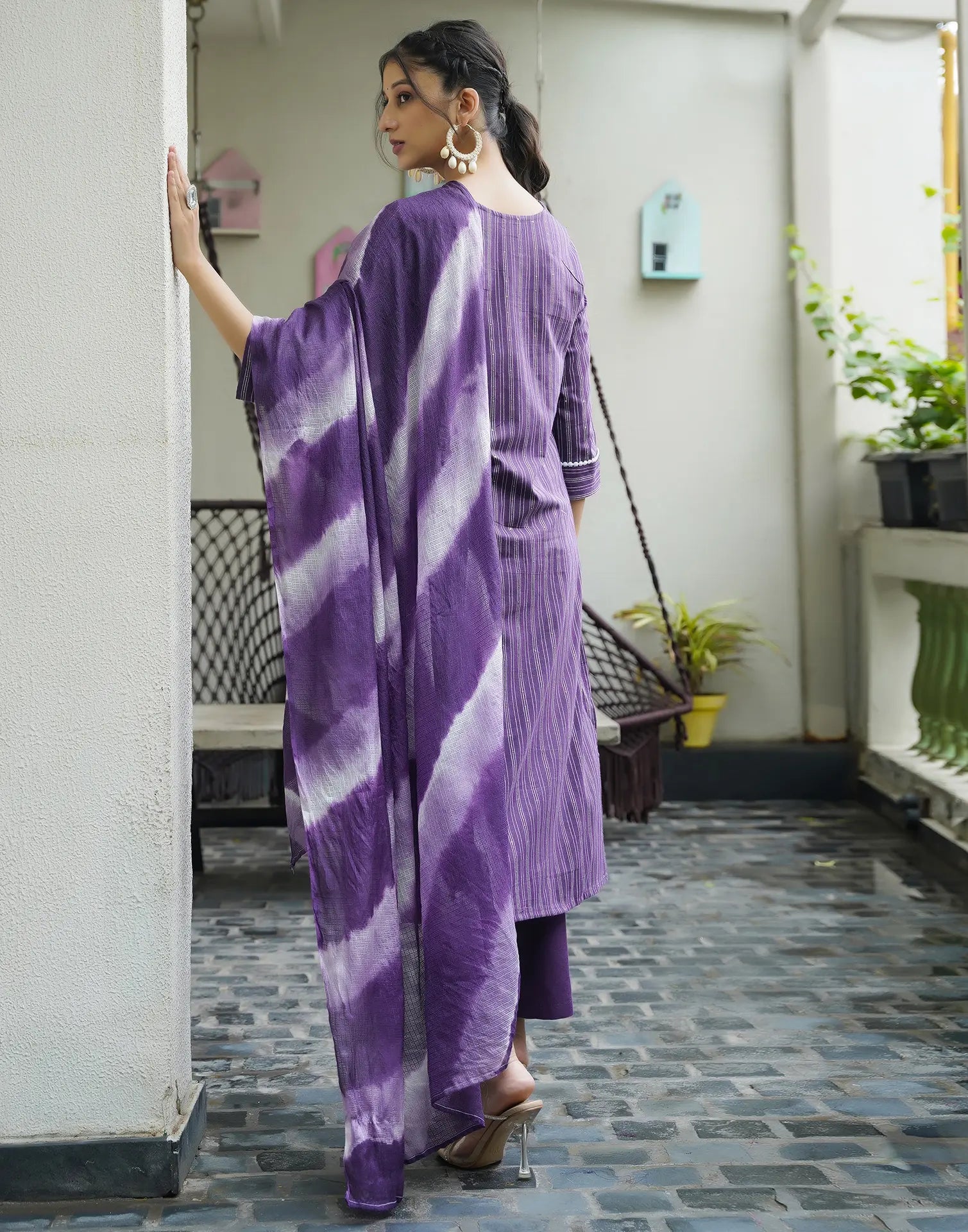 Cotton Woven Plain Straight 3 Piece Kurta Set