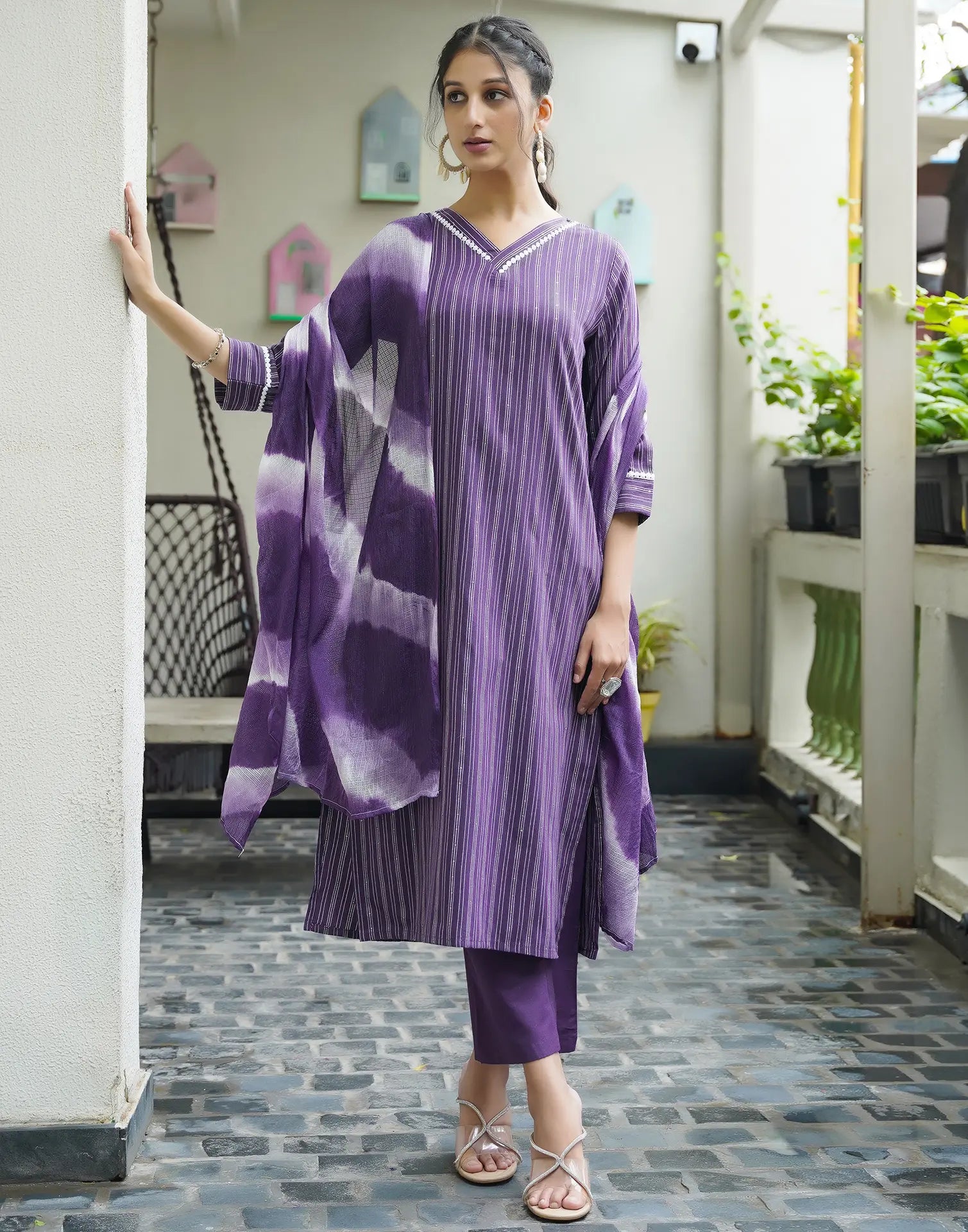 Cotton Woven Plain Straight 3 Piece Kurta Set