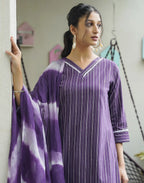 Cotton Woven Plain Straight 3 Piece Kurta Set