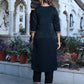 Velvet Sequence and Embroidery Straight Kurta with Pant & Dupatta