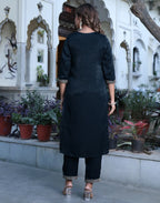 Velvet Embroidered Straight 3 Piece Kurta Set
