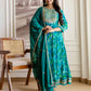 Blue Silk Printed Anarkali Kurta Set with Pant & Dupatta Affordable Ethnic Wear for Festive & Wedding