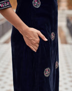 Velvet Embroidered Straight 3 Piece Kurta Set