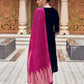 Velvet Dyed, Sequins, Embroidery and Lace Straight Kurta with Pant & Dupatta
