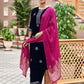 Velvet Dyed, Sequins, Embroidery and Lace Straight Kurta with Pant & Dupatta