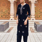 Velvet Dyed, Sequins, Embroidery and Lace Straight Kurta with Pant & Dupatta