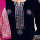 Velvet Dyed, Sequins, Embroidery and Lace Straight Kurta with Pant & Dupatta