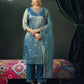 Net Sequins, Embroidery and Embroidery Lace Straight Kurta with Pant & Dupatta