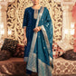 Velvet Dyed, Sequins, Embroidery and Lace Straight Kurta with Pant & Dupatta