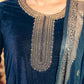 Velvet Dyed, Sequins, Embroidery and Lace Straight Kurta with Pant & Dupatta