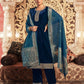 Velvet Dyed, Sequins, Embroidery and Lace Straight Kurta with Pant & Dupatta