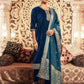 Velvet Dyed, Sequins, Embroidery and Lace Straight Kurta with Pant & Dupatta