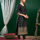 Silk Blend Jacquard Work Straight Kurta with Pant & Dupatta