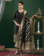 Silk Jacquard Woven Straight 3 Piece Kurta Set