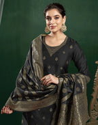 Silk Jacquard Woven Straight 3 Piece Kurta Set