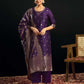 Silk Blend Jacquard Work Straight Kurta with Pant & Dupatta