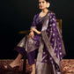 Silk Blend Jacquard Work Straight Kurta with Pant & Dupatta