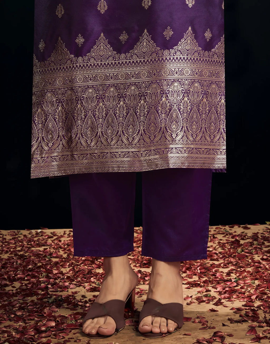 Silk Jacquard Woven Straight 3 Piece Kurta Set