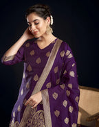 Silk Jacquard Woven Straight 3 Piece Kurta Set