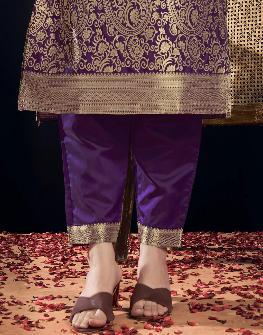 Silk Jacquard Woven Straight 3 Piece Kurta Set
