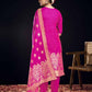 Silk Blend Jacquard Work Straight Kurta with Pant & Dupatta