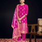 Silk Blend Jacquard Work Straight Kurta with Pant & Dupatta