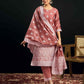 Silk Blend Jacquard Work Straight Kurta with Pant & Dupatta