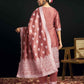 Silk Blend Jacquard Work Straight Kurta with Pant & Dupatta