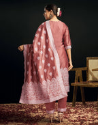 Silk Jacquard Woven Straight 3 Piece Kurta Set