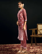 Silk Jacquard Woven Straight 3 Piece Kurta Set