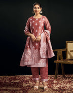 Silk Jacquard Woven Straight 3 Piece Kurta Set