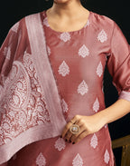 Silk Jacquard Woven Straight 3 Piece Kurta Set