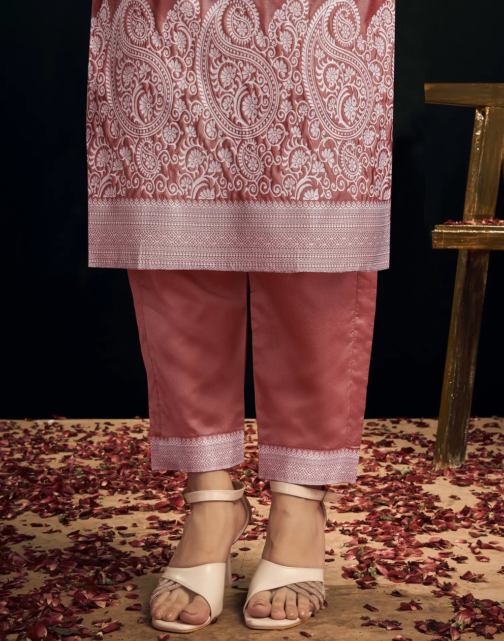Silk Jacquard Woven Straight 3 Piece Kurta Set