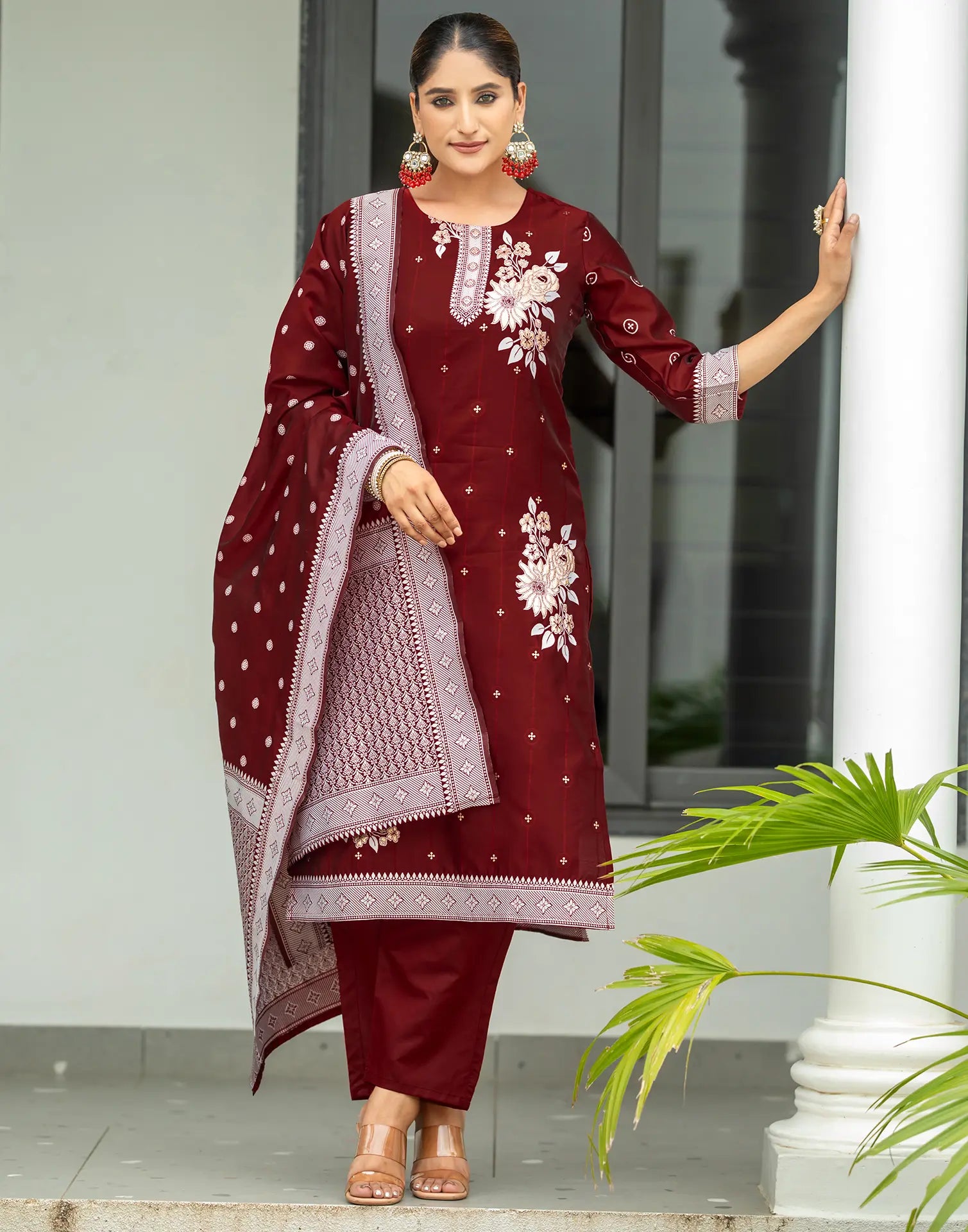 Silk Jacquard Woven Straight 3 Piece Kurta Set