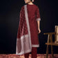 Silk Blend Jacquard Work Straight Kurta with Pant & Dupatta