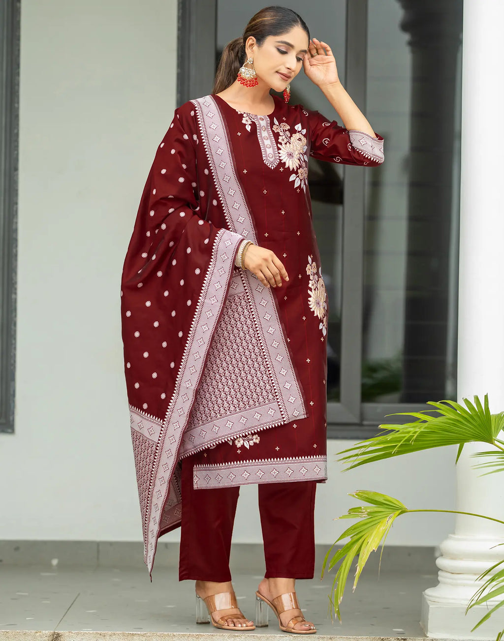 Silk Jacquard Woven Straight 3 Piece Kurta Set