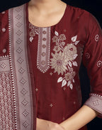 Silk Jacquard Woven Straight 3 Piece Kurta Set