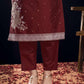Silk Blend Jacquard Work Straight Kurta with Pant & Dupatta
