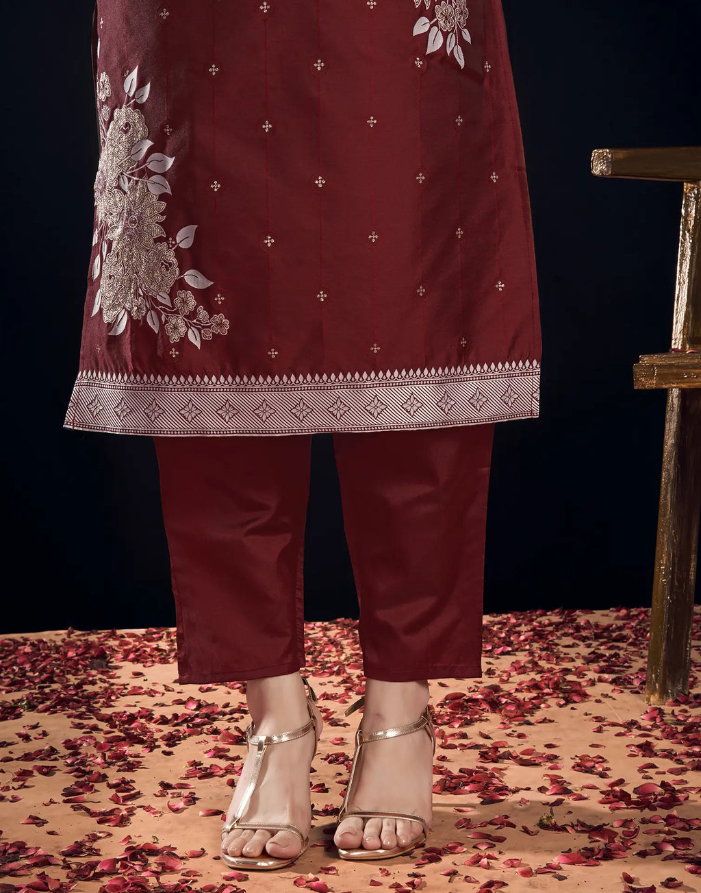 Silk Jacquard Woven Straight 3 Piece Kurta Set