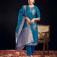 Silk Blend Jacquard Work Straight Kurta with Pant & Dupatta